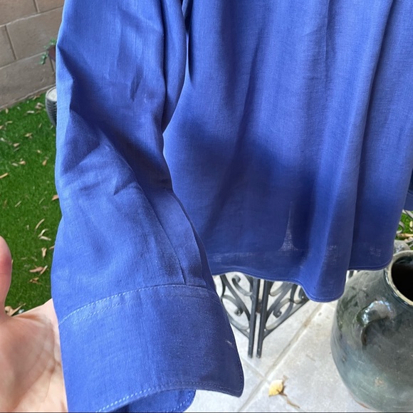 Tommy Bahama Deep Royal Blue 100% Linen Mens Long Sleeve Button Up Shirt Size M - Picture 3 of 16